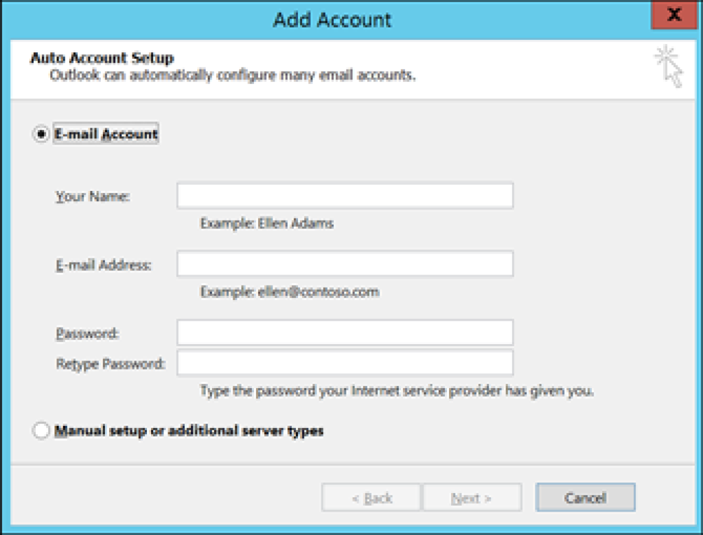 Setting up Exchange Email in Outlook