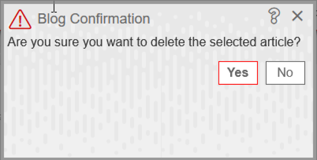 Delete Blog Article Confirmation