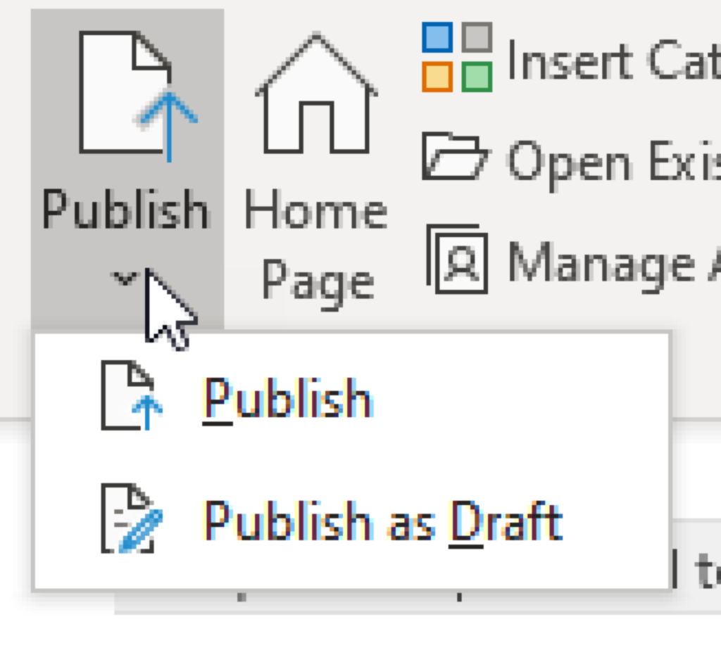 Publish Blog Post Menu